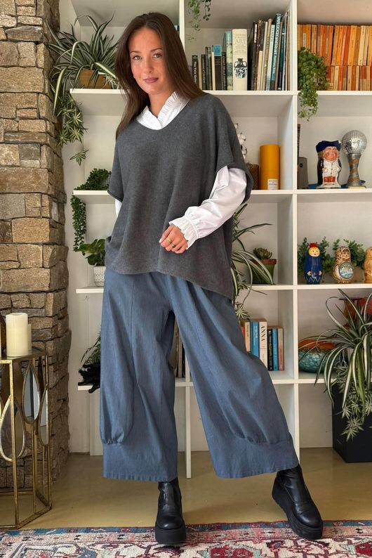 Bennie Quirky Barrel Pant Denim Pin Stripe